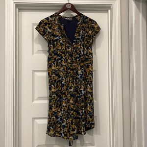 H&M yellow and blue button front dress